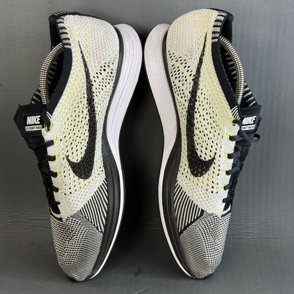 Nike Flyknit Racer Black White Volt athletic sneaker shoes men’s size 13 main image 6